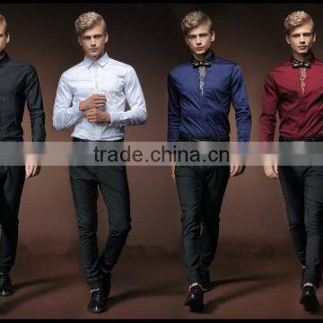 2015 Fashion High Quality Plain Color Man Shirt photo-2