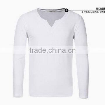 Latest High Quality Long Sleeve Bulk V-neck T-shirt for Man photo-4