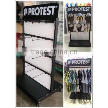 Double Hangrail Merchandiser With White Shelves Garment Display photo-4