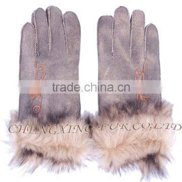 CX-A-59F Fashion Winter Warm Genuine Double Face Sheep Leather Women Glove photo-3
