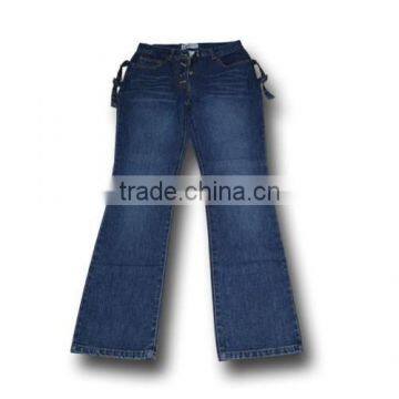 dark blue fashion bootcut jeans with button placket