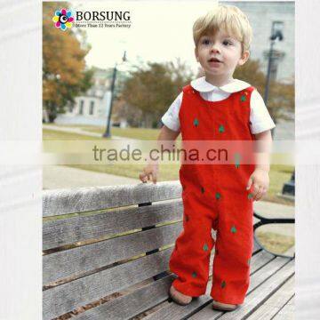 Wholesale Christmas style boys pants cute baby boy smocked longall gingham romper