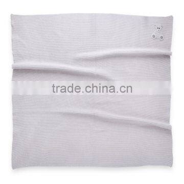 Grey Organic Cotton Baby Blanket With Crochet Little Bear photo-2