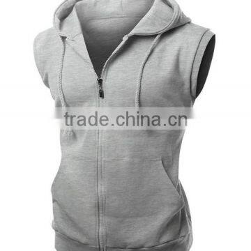OEM New Design Cotton Plain Wholesale Sleeveless Hoodie Women Vest With Pocket photo-3