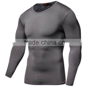 Customized 100% polyester moisure wicking men's blank long sleeve gym t shirt