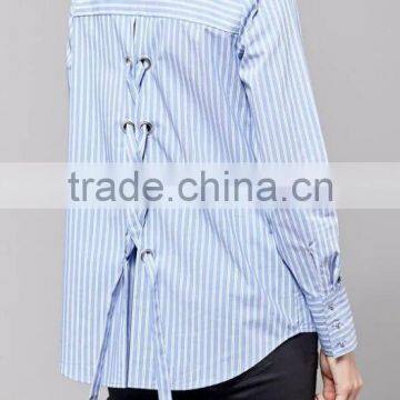 Runwaylover EY2384B Hot Sale 2017 Ladies Elegant Stripe Embroidery Blouse photo-2