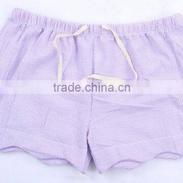 New Arrival Fashionable Scalloped Monogrammed Seersucker Shorts photo-3