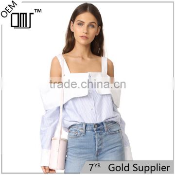 OEM Hot Ladies Turn Collar Fresh Color Poplin Skirt Office Blouse