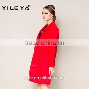 Hot Selling Bright Red Winter Thick Warm Stock Ladies German Coat, Woolen Coat, Women Wool Coat photo-3
