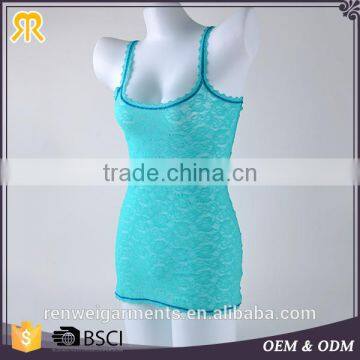 Hot girls high quality nylon spandex sexy lace camisole