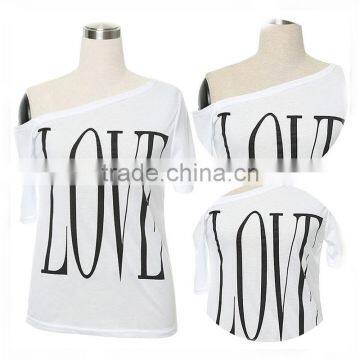 Fashion Women T-shirt Lace Short Sleeve Shoulder Off Blouse Plus Size photo-5