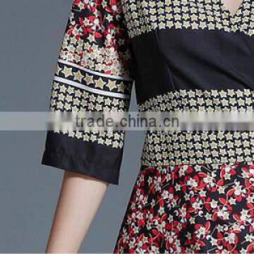 Chiffon Printed Shivering Red One-piece Dress New Fashion Ladies Dress photo-4