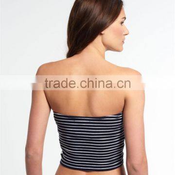 2017 China Manufacturer Shandao Custom Women New Summer Sexy Design Strapless Bodycon Striped Cotton Spandex Top Cropped photo-3