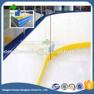 Synthetic ice rink floor panels and barriers