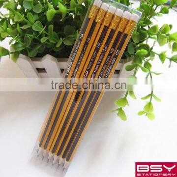 12pcs HB striped pencils with eraser in pvc boxs