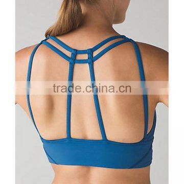 Nylon Spandex Removable Pads Comfort Cross Straps Women Fitness Bra