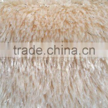 Warp Stretch Knitted Warm Peacock Cashmere Silver Faux Fur Plush Fabric photo-6