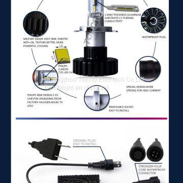 High Power G6 Automotive Car LED headlights bulb Phillips Z-ES chips H4 Hi Lo