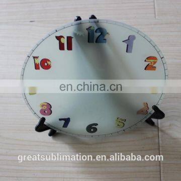 8 inch custom image tempered glass clock for sblimation printable