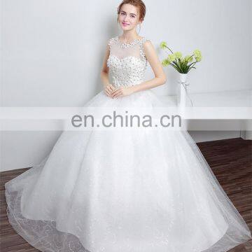 HS1607 Vintage Applique Sleeveless Customized Plus Latest Bridal Wedding Gown Design photo-4