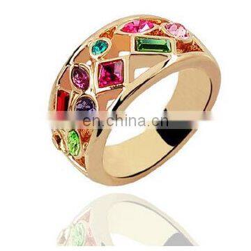 Fashion Thumb Forefinger Middle Finger Rings for Men Women Unisex with Austrian Crystal Gold Plated