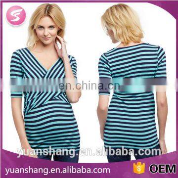 Sexy Maternity Clothes Striped Cross Front Maternity Shirt