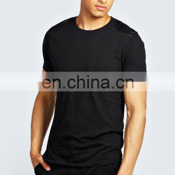 T Shirt With Leather Look Patches/2014 High Quality Men Fashion Tshirt/Custom Tshirt Clothing Factory Tshirts Model-sc384