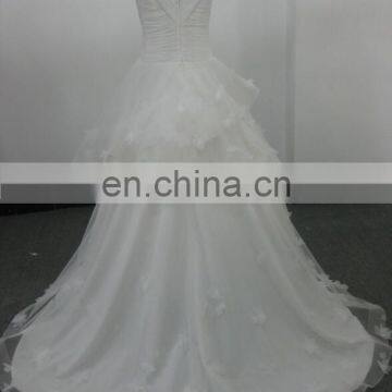 EBX-143 V-neck Chiffon Top With Flowers Wedding Gown