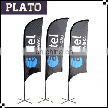 Black promotional beach flag for activities/feather flying flags and banner for advertising