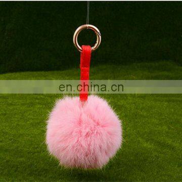 Promotional Charm Fluffy Fox Fur Ball Pom Poms Accessories Plush Keychain Car Keyring Bag Purse Pendant Heart Shape photo-3