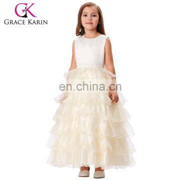 Grace Karin Sleeveless Layers Flower Girl Princess Bridesmaid Champagne Pageant Girls Birthday Party Dress 2~12Years CL008994-2