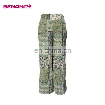 2017 Floral Printing Pattern Fashion Viscose Bell Leg Pant