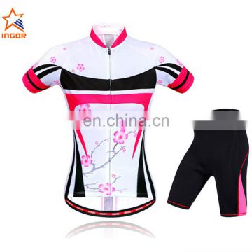 Women bicycle uniforms jersey padded short breathable cycling wear wholesale