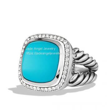 925 Sterling Silver Inspired DY 14mm Turquoise  Albion Ring