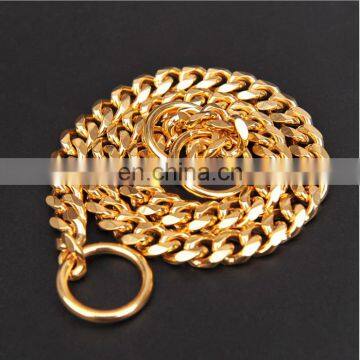 2019 New Trendy Luxurious Golden Stainless Steel Dog Collars and Leash photo-5
