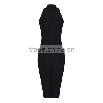 Summer Dress Wholesale Luury 2016 New Fashion Black High Neck Sey Women Evening Party Bandage Dress Bandage Bodycon Women Wearin photo-3