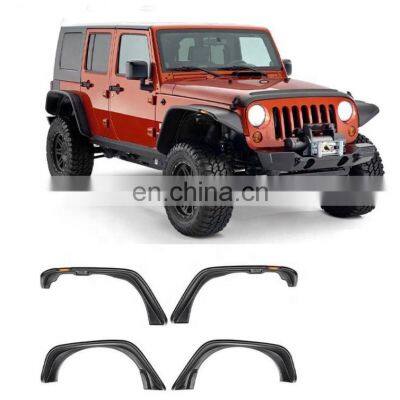 Flat Style Wheel Arches Fender Flare for Wrangler Jk with lights