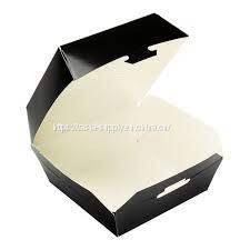 Disposable Black Burger card food box 130 x 130 x 63mm