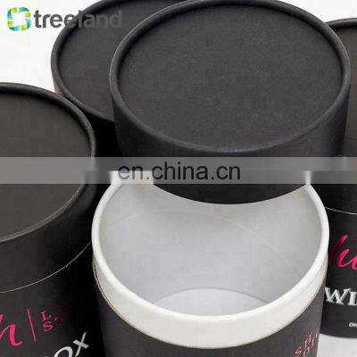 Elegant Black Cardboard Paper Tube Package Round Black Cardboard Gift Box Paper Tube for Gift Packaging photo-4