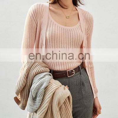 Women Hollow Out Cashmere Cardigan Tank Top Vest Twinset photo-2