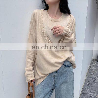 Женская модная толстовка-юбка с широким открытым вырезом на груди для полных женщин из cashmere, двойной комплект photo-5