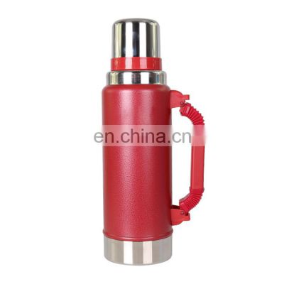 Camping household 1.25 L stainless steel double wall vacuum flask with folding handle and cups