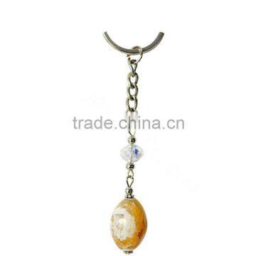 2014 New Style 16*21mm Yellow Olive Agate Beads Keychain