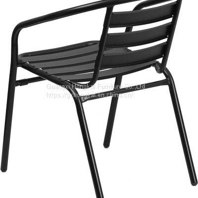 Black Garden Patio Outdoor Metal Stackable Chair photo-3