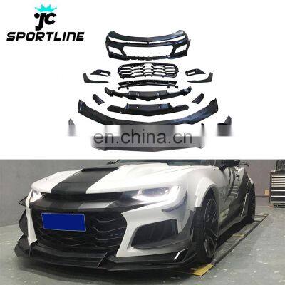 1LE Car Bumper with SS Carbon Front Lip Splitter Canards for Chevy Camaro SS ZL1 LS LT 16-18