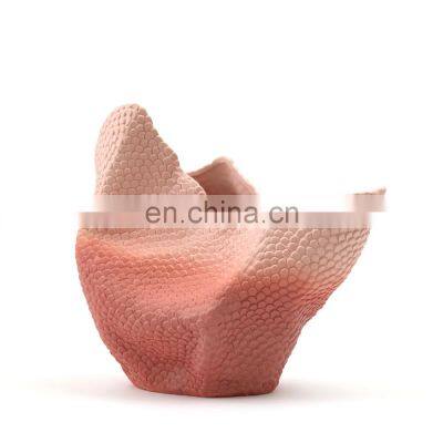 New Style Irregular Surface Folds Gradient Color Living Room Decor Ceramic Vase photo-4