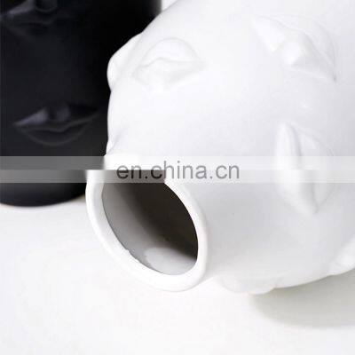 Nordic Creative Body Golden Silver White Ceramic Lips Vase photo-3