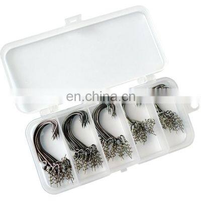 Fishing Offset Crank Worm Hook 4# 2# 1# 1/0 2/0 Barbed Hooks With Lock Pin photo-3