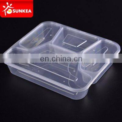 Take out 4 compartment disposable food plastic box