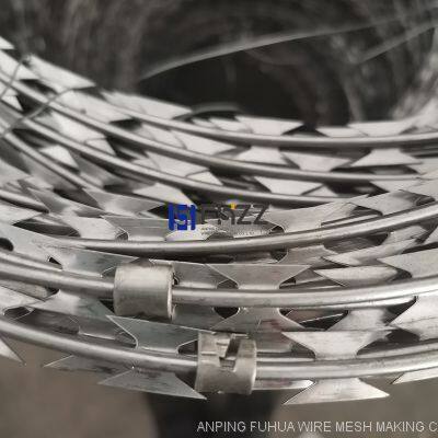 SS304 Stainless Steel Razor Wire Gray Bright Type BTO-22 Diameter 50cm photo-2